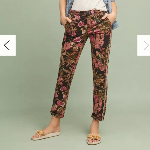 Anthropologie Relaxed Printed Chino Pants floral women’s 28 boho feminine - Picture 2 of 10
